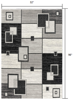 Homeroots 8' Gray Abstract Power Loom Runner Rug  Polypropylene 393835
