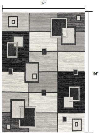 Homeroots 8' Gray Abstract Power Loom Runner Rug  Polypropylene 393835