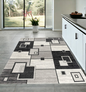Homeroots 4' X 6' Gray Abstract Power Loom Area Rug  Polypropylene 393836