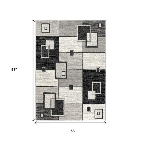 HomeRoots 10' Gray Abstract Power Loom Runner Rug – Modern Geometric Design for Stylish Entryways and Hallways 5' X 7' 393837
