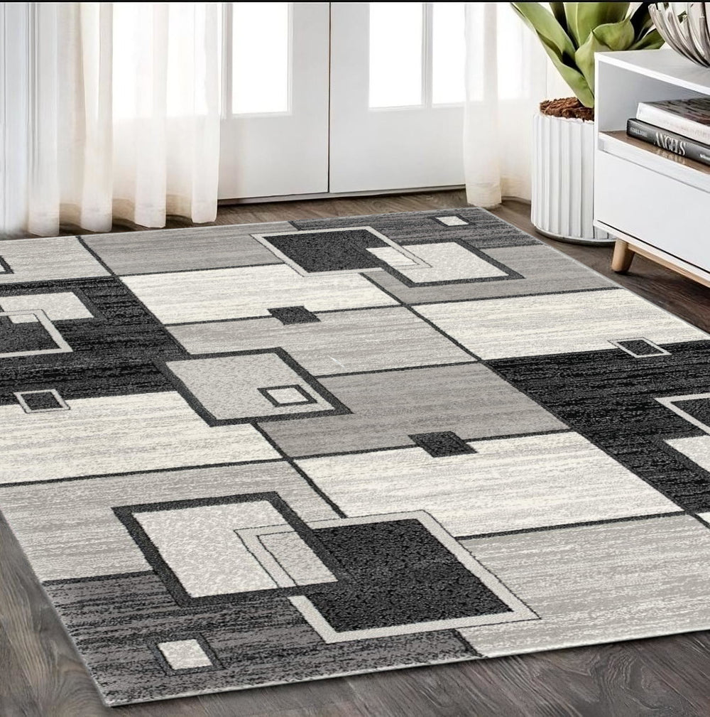 Homeroots 5' X 7' Gray Abstract Dhurrie Area Rug  Polypropylene 393837
