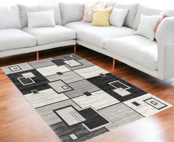 Homeroots 6' X 9' Gray Abstract Dhurrie Area Rug  Polypropylene 393838