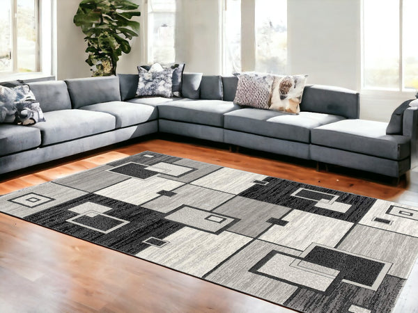 Homeroots 8' X 10' Gray Abstract Dhurrie Area Rug  Polypropylene 393839