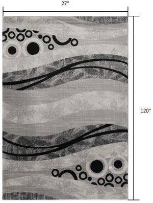 Homeroots 10' Gray Abstract Power Loom Runner Rug  Polypropylene 393840