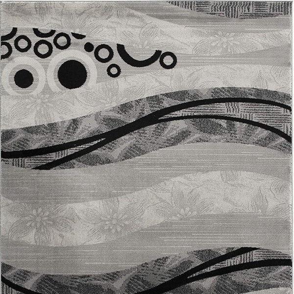 HomeRoots 10' Gray Abstract Runner Rug - Stylish Power-Loomed Design for Hallways, Entryways, and More 2' x 15' 393843