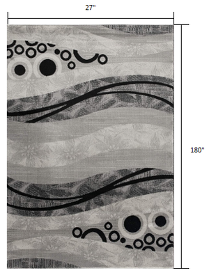 Homeroots 15' Gray Abstract Power Loom Runner Rug  Polypropylene 393843