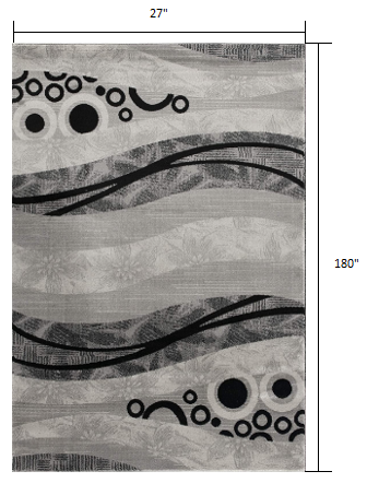 Homeroots 15' Gray Abstract Power Loom Runner Rug  Polypropylene 393843