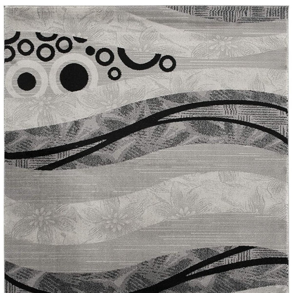 HomeRoots 10' Gray Abstract Runner Rug - Stylish Power-Loomed Design for Hallways, Entryways, and More 2' x 20' 393844