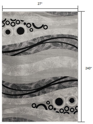 Homeroots 20' Gray Abstract Dhurrie Runner Rug  Polypropylene 393844