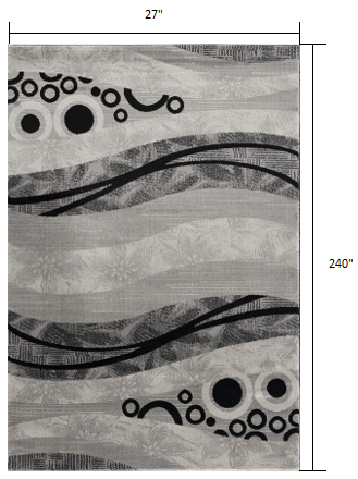 Homeroots 20' Gray Abstract Dhurrie Runner Rug  Polypropylene 393844