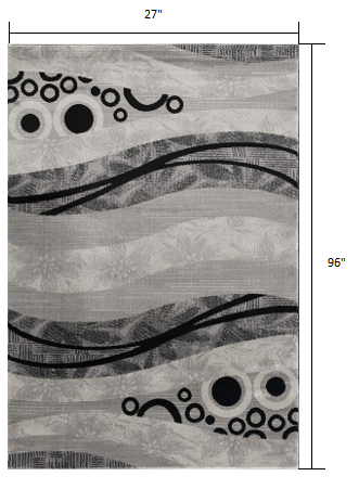 Homeroots 8' Grey Abstract Power Loom Runner Rug  Olefin 393848