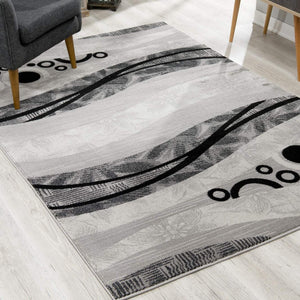 Homeroots 4' X 6' Gray Abstract Power Loom Area Rug  Polypropylene 393850