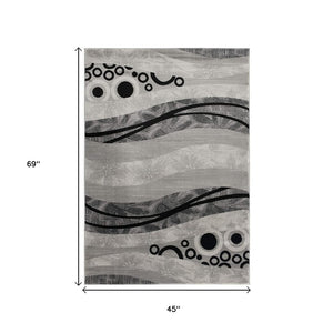 HomeRoots 10' Gray Abstract Runner Rug - Stylish Power-Loomed Design for Hallways, Entryways, and More 4' X 6' 393850