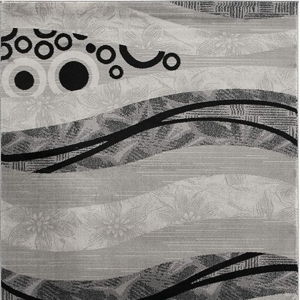 HomeRoots 10' Gray Abstract Runner Rug - Stylish Power-Loomed Design for Hallways, Entryways, and More 4' X 6' 393850