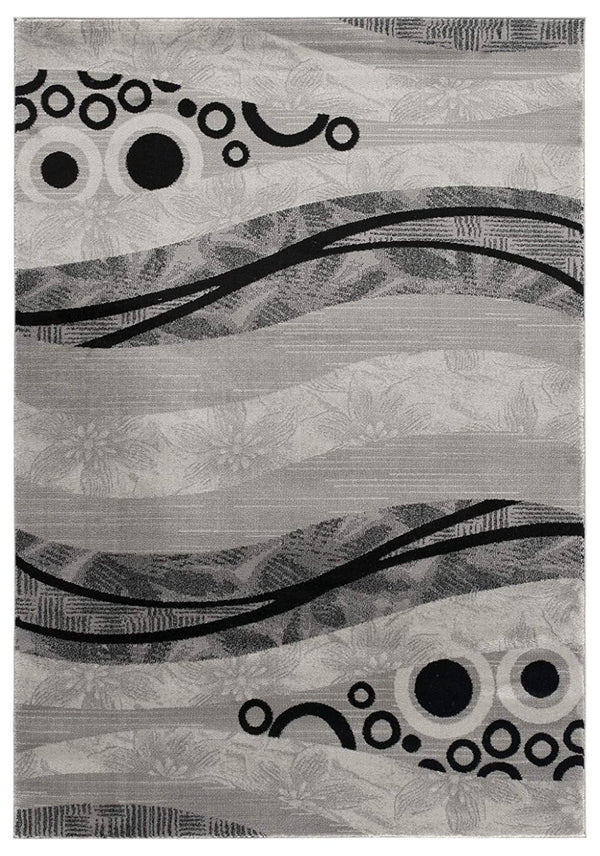 HomeRoots 10' Gray Abstract Runner Rug - Stylish Power-Loomed Design for Hallways, Entryways, and More 5' X 7' 393851