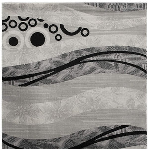 HomeRoots 10' Gray Abstract Runner Rug - Stylish Power-Loomed Design for Hallways, Entryways, and More 5' X 7' 393851