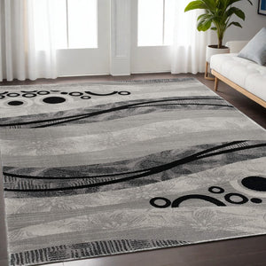 Homeroots 5' X 7' Gray Abstract Dhurrie Area Rug  Polypropylene 393851