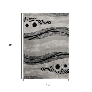 HomeRoots 10' Gray Abstract Runner Rug - Stylish Power-Loomed Design for Hallways, Entryways, and More 6' X 9' 393852