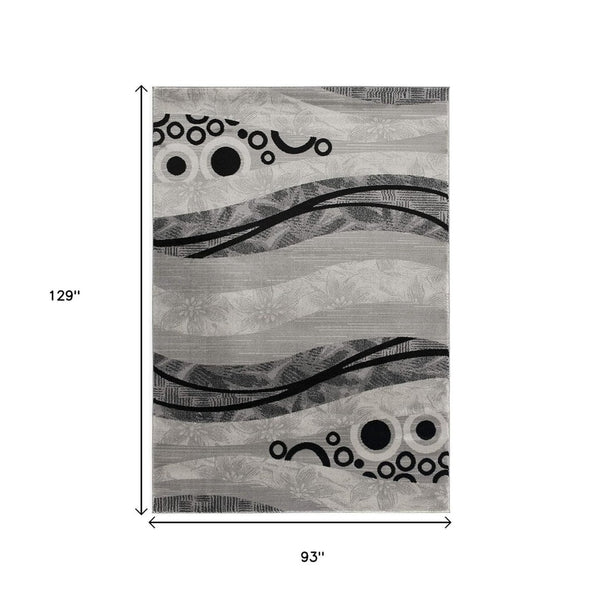 HomeRoots 10' Gray Abstract Runner Rug - Stylish Power-Loomed Design for Hallways, Entryways, and More 8' X 10' 393853