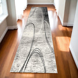 Homeroots 10' Gray Abstract Power Loom Runner Rug  Polypropylene 393854