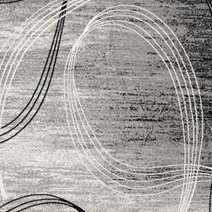 HomeRoots 10' Gray Abstract Power Loom Runner Rug – Modern Chic Elegance for Hallways and Entryways, Soft Comfort 2' x 13' 393856