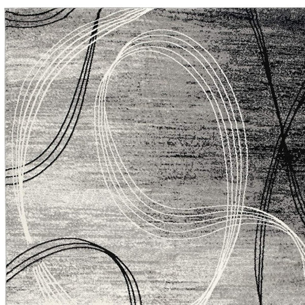 HomeRoots 10' Gray Abstract Power Loom Runner Rug – Modern Chic Elegance for Hallways and Entryways, Soft Comfort 2' x 13' 393856