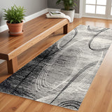 Homeroots 8' Gray And Black Abstract Power Loom Distressed Runner Rug  Olefin 393862