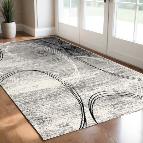 Homeroots 3' X 5' Gray Abstract Power Loom Area Rug  Polypropylene 393863