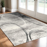 Homeroots 3' X 5' Gray Abstract Power Loom Area Rug  Polypropylene 393863