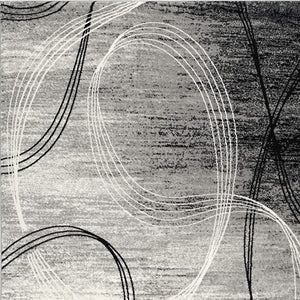 HomeRoots 10' Gray Abstract Power Loom Runner Rug – Modern Chic Elegance for Hallways and Entryways, Soft Comfort 4' X 6' 393864