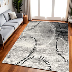 Homeroots 5' X 7' Gray Abstract Dhurrie Area Rug  Polypropylene 393865