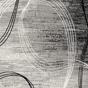 HomeRoots 10' Gray Abstract Power Loom Runner Rug – Modern Chic Elegance for Hallways and Entryways, Soft Comfort 8' X 10' 393867