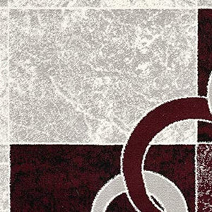 HomeRoots 10' Contemporary Red and White Abstract Runner Rug - Durable, Stain-Resistant Design for High Traffic Areas 2' x 10' 393868