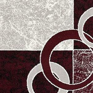 HomeRoots 10' Contemporary Red and White Abstract Runner Rug - Durable, Stain-Resistant Design for High Traffic Areas 2' x 13' 393870