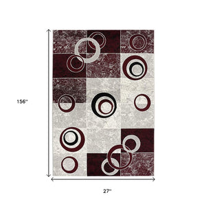 HomeRoots 10' Contemporary Red and White Abstract Runner Rug - Durable, Stain-Resistant Design for High Traffic Areas 2' x 13' 393870