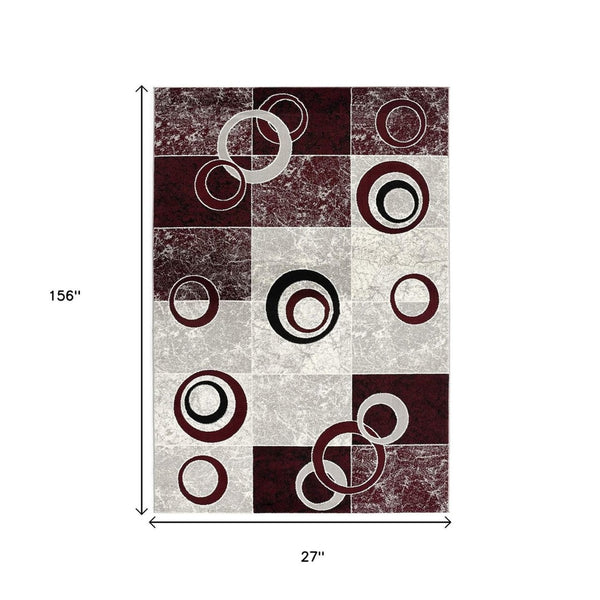 HomeRoots 10' Contemporary Red and White Abstract Runner Rug - Durable, Stain-Resistant Design for High Traffic Areas 2' x 13' 393870