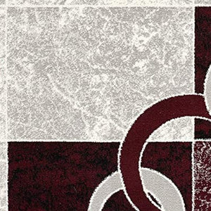 HomeRoots 10' Contemporary Red and White Abstract Runner Rug - Durable, Stain-Resistant Design for High Traffic Areas 2' x 15' 393871