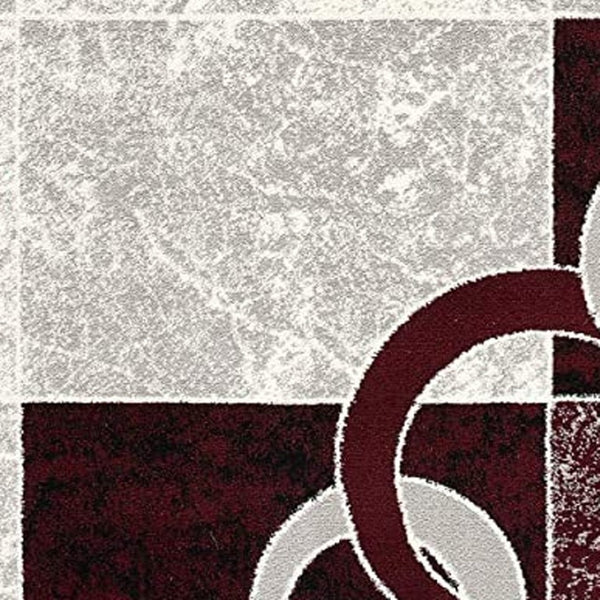 HomeRoots 10' Contemporary Red and White Abstract Runner Rug - Durable, Stain-Resistant Design for High Traffic Areas 2' x 15' 393871