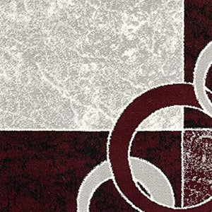 HomeRoots 10' Contemporary Red and White Abstract Runner Rug - Durable, Stain-Resistant Design for High Traffic Areas 2' x 20' 393872