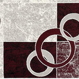 HomeRoots 10' Contemporary Red and White Abstract Runner Rug - Durable, Stain-Resistant Design for High Traffic Areas 2' x 20' 393872