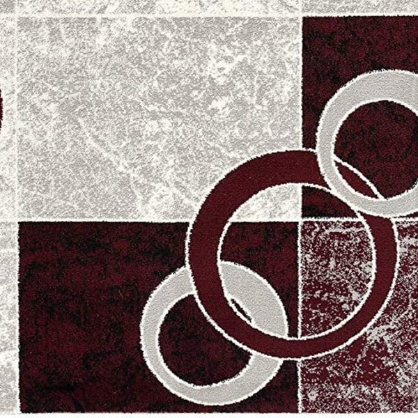 HomeRoots 10' Contemporary Red and White Abstract Runner Rug - Durable, Stain-Resistant Design for High Traffic Areas 2' x 20' 393872
