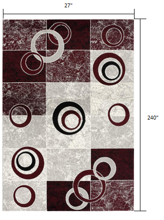 Homeroots 20' Red Abstract Dhurrie Runner Rug  Polypropylene 393872