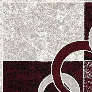 HomeRoots 10' Contemporary Red and White Abstract Runner Rug - Durable, Stain-Resistant Design for High Traffic Areas 3' x 10' 393877