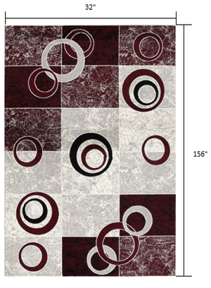 Homeroots 13' Runner Red Abstract Dhurrie Runner Rug  Polypropylene 393879