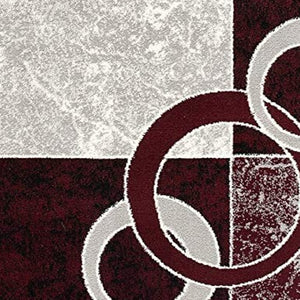HomeRoots 10' Contemporary Red and White Abstract Runner Rug - Durable, Stain-Resistant Design for High Traffic Areas 3' x 13' 393879