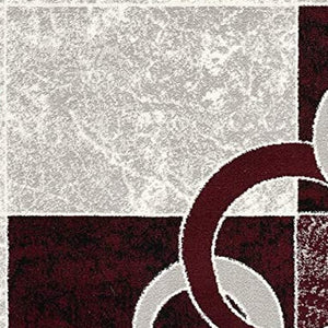 HomeRoots 10' Contemporary Red and White Abstract Runner Rug - Durable, Stain-Resistant Design for High Traffic Areas 3' x 15' 393880