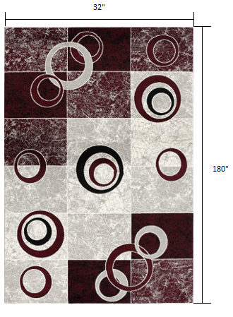 Homeroots 15' Red Abstract Dhurrie Runner Rug  Polypropylene 393880