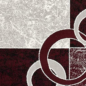 HomeRoots 10' Contemporary Red and White Abstract Runner Rug - Durable, Stain-Resistant Design for High Traffic Areas 3' x 20' 393881