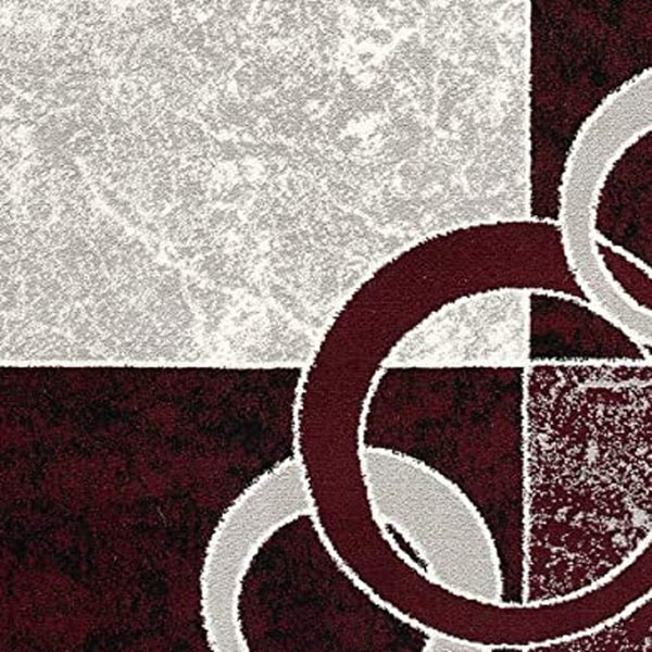 HomeRoots 10' Contemporary Red and White Abstract Runner Rug - Durable, Stain-Resistant Design for High Traffic Areas 3' x 20' 393881