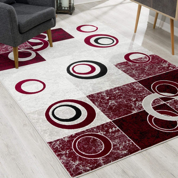 Homeroots 3' X 5' Red Abstract Power Loom Area Rug  Polypropylene 393882